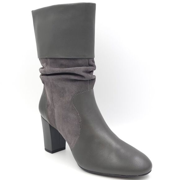 C Wonder Women Block Heel Slouch Booties Amanda Size US 8M Storm Grey Leather - Picture 1 of 6